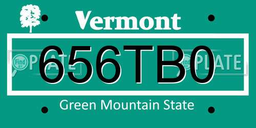 656TB0 Vermont License Plate