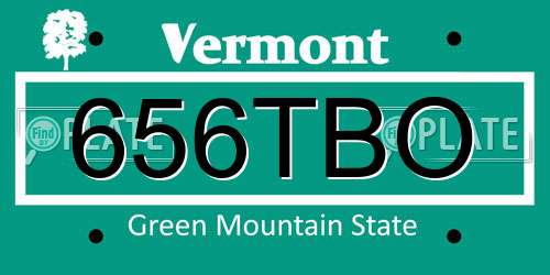656TBO Vermont License Plate