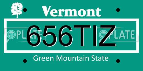 656TIZ Vermont License Plate