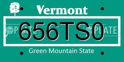 656TS0 Vermont License Plate