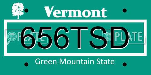656TSD Vermont License Plate