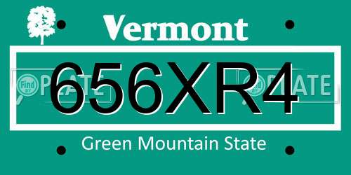 656XR4 Vermont License Plate