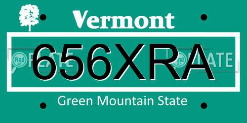 656XRA Vermont License Plate