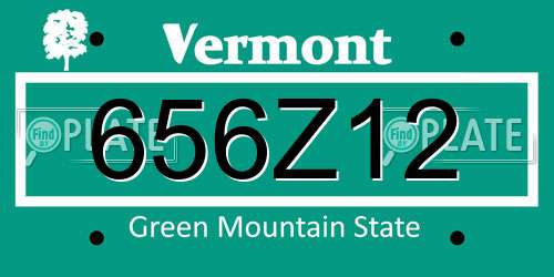 656Z12 Vermont License Plate