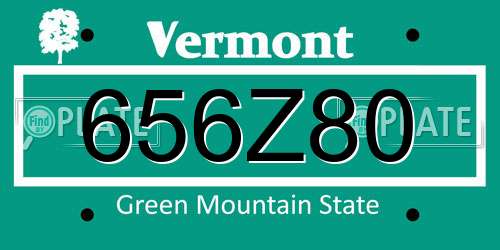 656Z80 Vermont License Plate