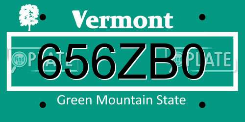656ZB0 Vermont License Plate