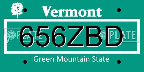 656ZBD Vermont License Plate