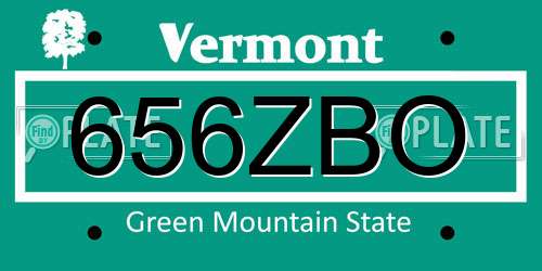 656ZBO Vermont License Plate