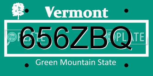 656ZBQ Vermont License Plate