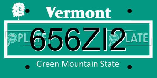656ZI2 Vermont License Plate