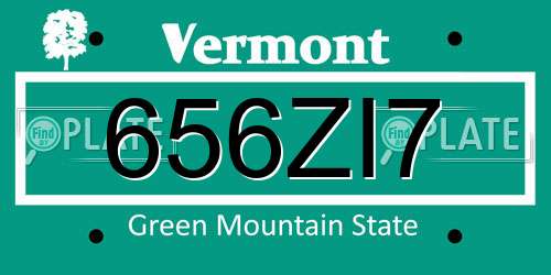 656ZI7 Vermont License Plate