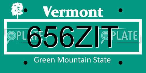 656ZIT Vermont License Plate