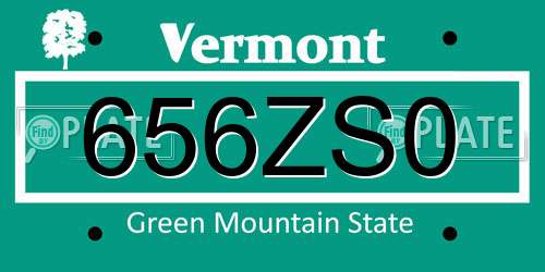 656ZS0 Vermont License Plate