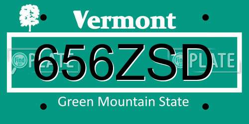 656ZSD Vermont License Plate