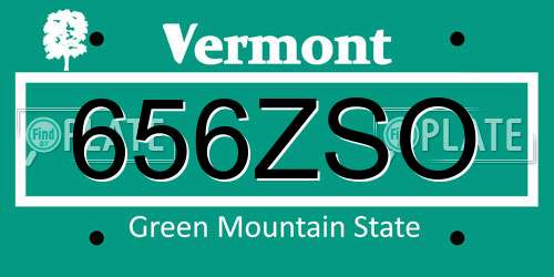 656ZSO Vermont License Plate