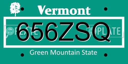 656ZSQ Vermont License Plate