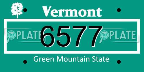 6577 Vermont License Plate