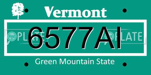 6577AI Vermont License Plate