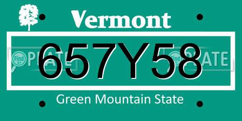 657Y58 Vermont License Plate