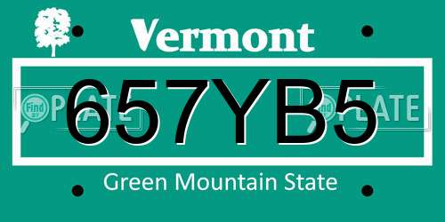 657YB5 Vermont License Plate