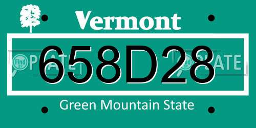 658D28 Vermont License Plate