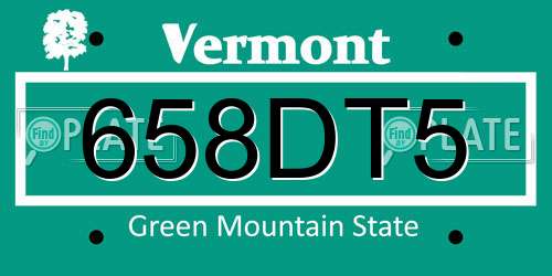 658DT5 Vermont License Plate