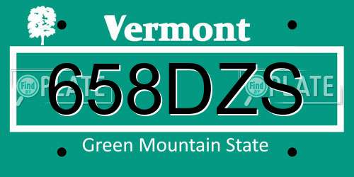 658DZS Vermont License Plate