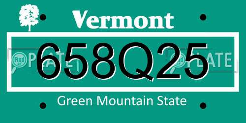 658Q25 Vermont License Plate