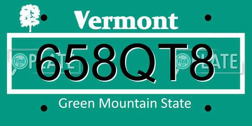 658QT8 Vermont License Plate