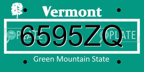 6595ZQ Vermont License Plate