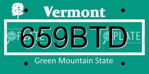 659BTD Vermont License Plate