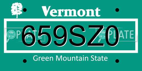 659SZ0 Vermont License Plate