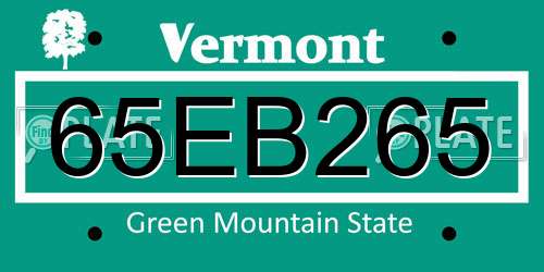 65EB265 Vermont License Plate