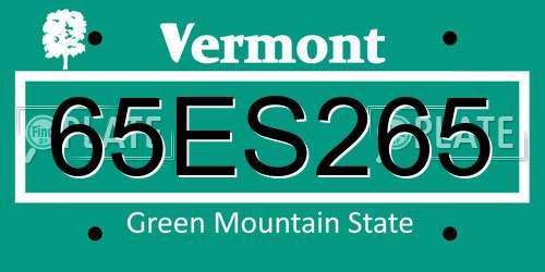 65ES265 Vermont License Plate