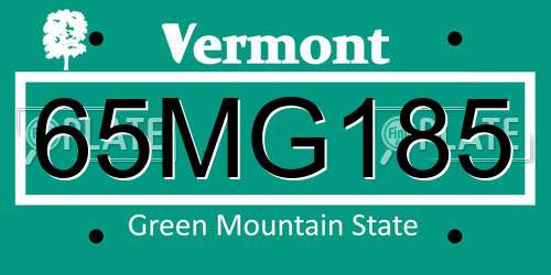 65MG185 Vermont License Plate