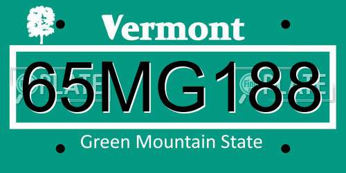 65MG188 Vermont License Plate
