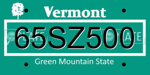 65SZ500 Vermont License Plate