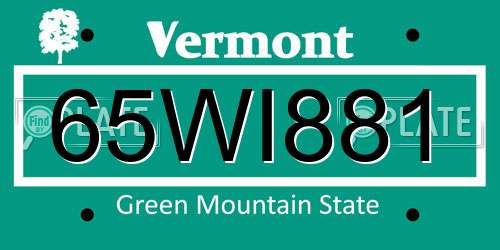 65WI881 Vermont License Plate
