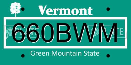 660BWM Vermont License Plate