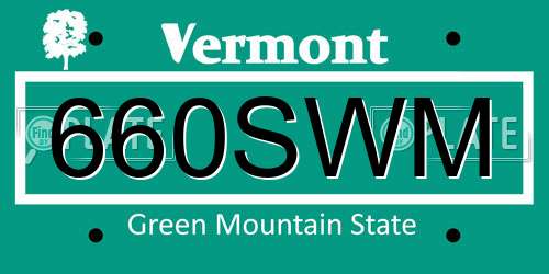 660SWM Vermont License Plate