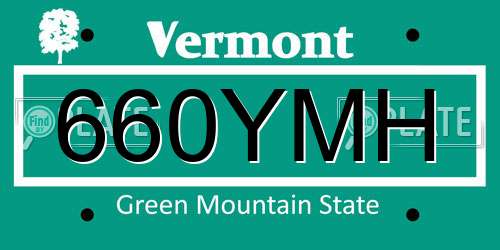 660YMH Vermont License Plate