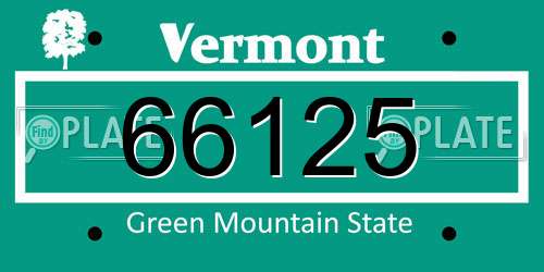 66125 Vermont License Plate