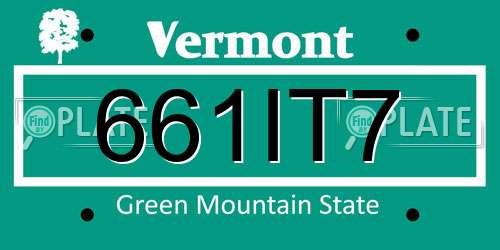 661IT7 Vermont License Plate