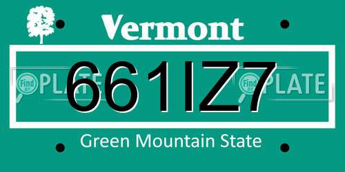 661IZ7 Vermont License Plate