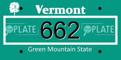 662 Vermont License Plate