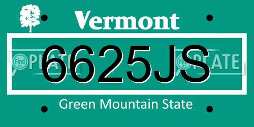 6625JS Vermont License Plate