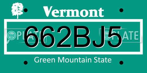 662BJ5 Vermont License Plate