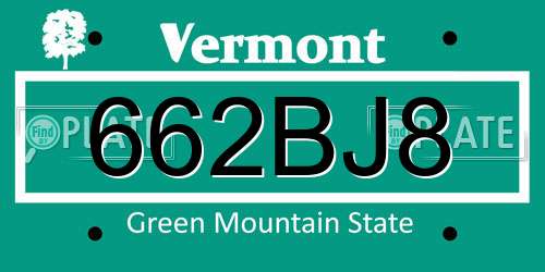662BJ8 Vermont License Plate