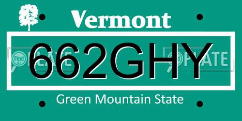 662GHY Vermont License Plate