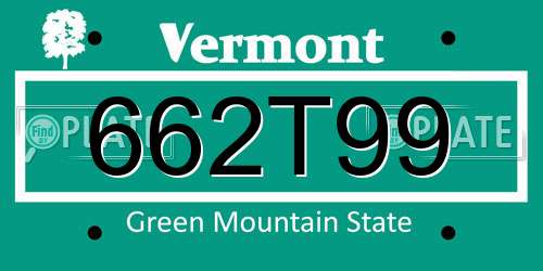 662T99 Vermont License Plate